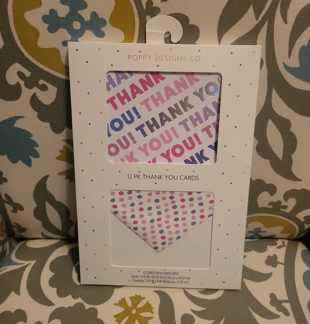 Thank You Cards With Envelopes- Pk 12 NIP